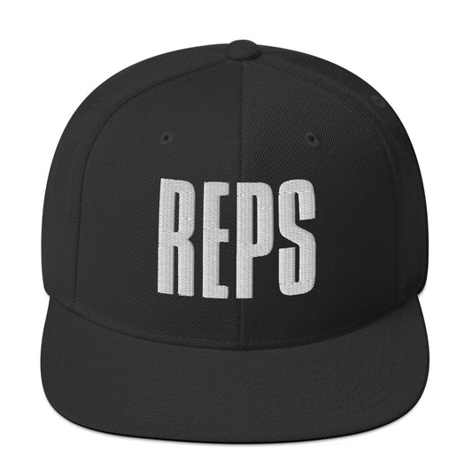 REPS Black Snapback Hat